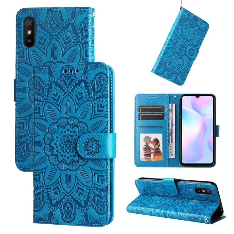 For Xiaomi Redmi 9A Embossed Sunflower Leather Phone Case