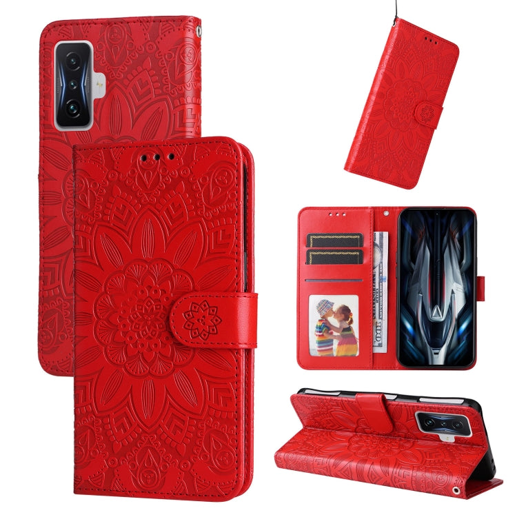 For Xiaomi Redmi K50 Gaming 5G Embossed Sunflower Leather Phone Case