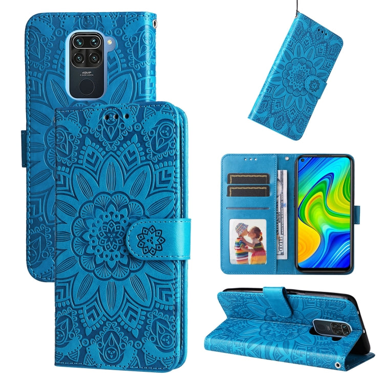 For Xiaomi Redmi Note 9 4G Foreign Version / 10X 4G Embossed Sunflower Leather Phone Case