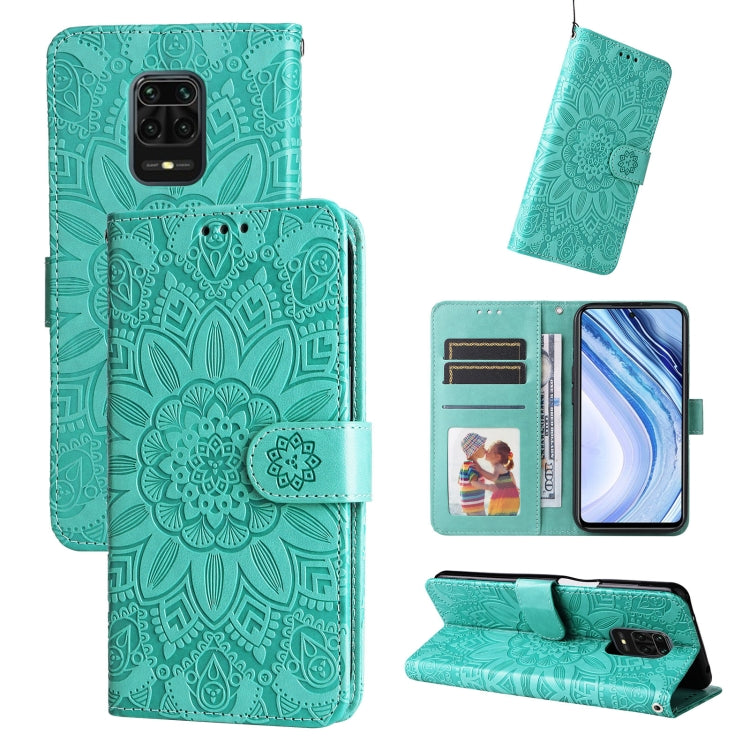 For Xiaomi Redmi Note 9S Embossed Sunflower Leather Phone Case