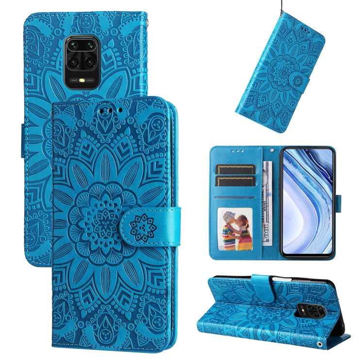 For Xiaomi Redmi Note 9S Embossed Sunflower Leather Phone Case