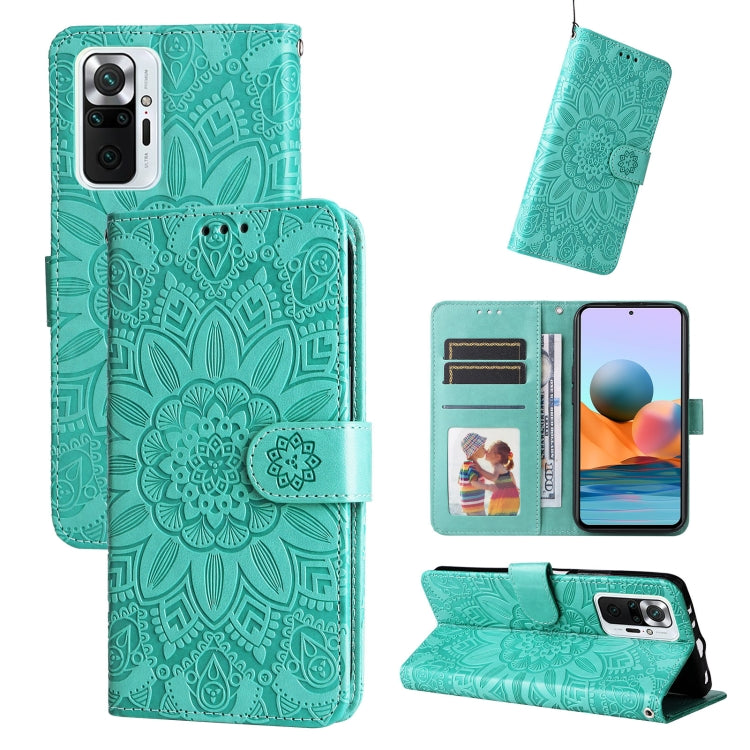 For Xiaomi Redmi Note 10 Pro / Note 10 Pro Max Embossed Sunflower Leather Phone Case