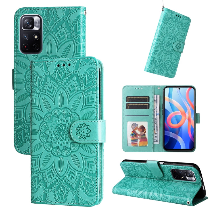 For Xiaomi Redmi Note 11 5G / Poco M4 Pro 5G Embossed Sunflower Leather Phone Case