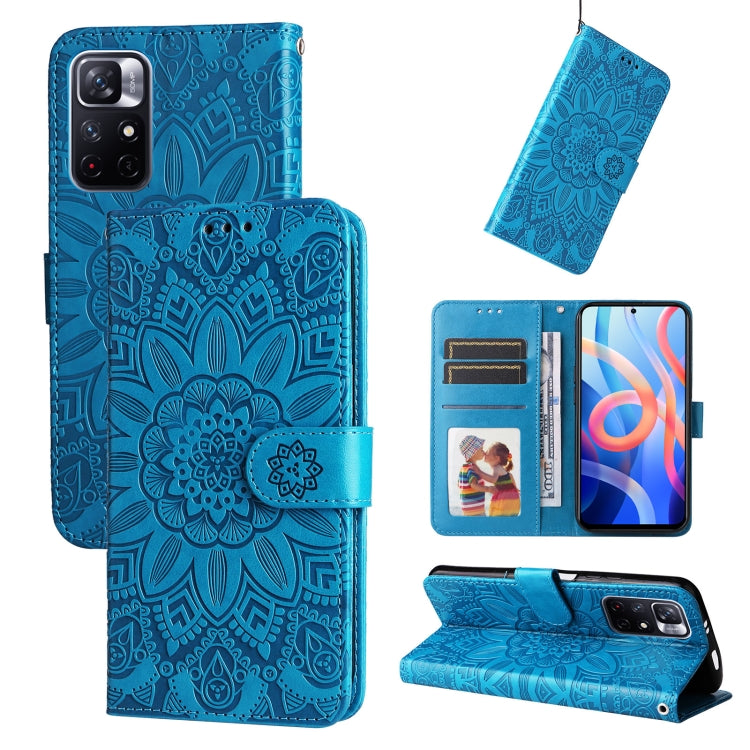 For Xiaomi Redmi Note 11 5G / Poco M4 Pro 5G Embossed Sunflower Leather Phone Case