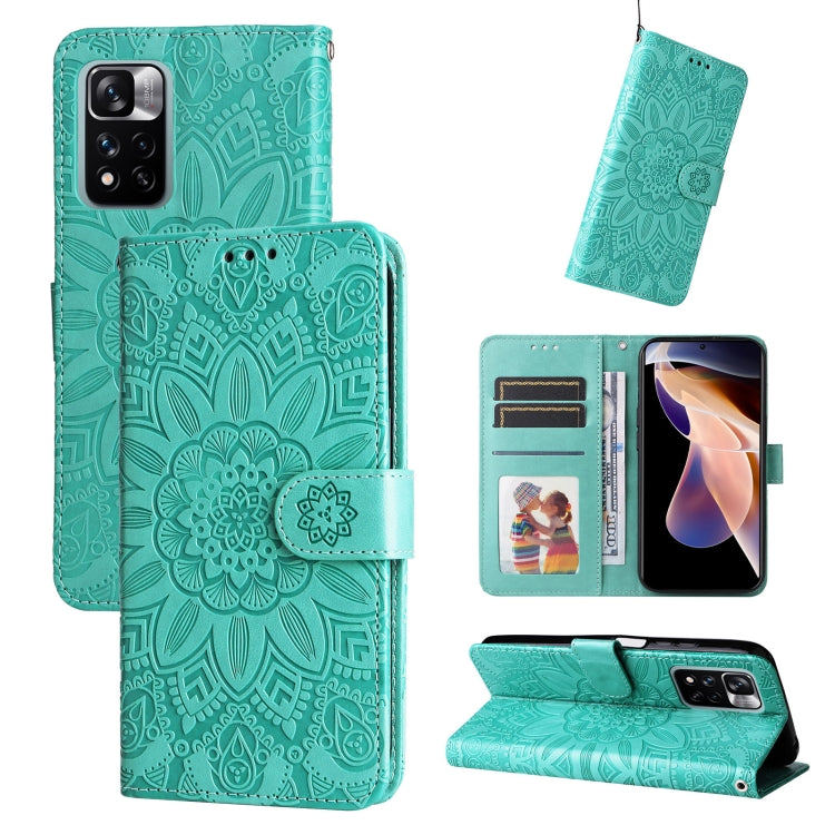 For Xiaomi Redmi Note 11E Embossed Sunflower Leather Phone Case
