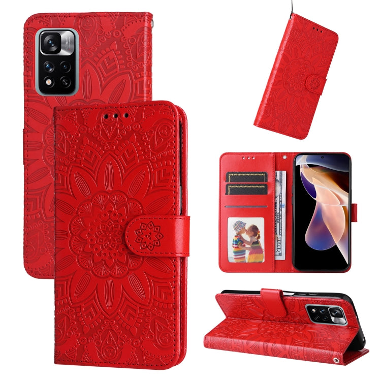 For Xiaomi Redmi Note 11E Embossed Sunflower Leather Phone Case