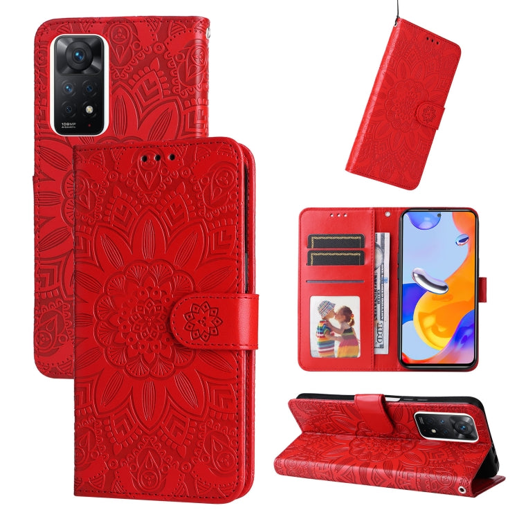For Xiaomi Redmi Note 11 Pro 5G Embossed Sunflower Leather Phone Case