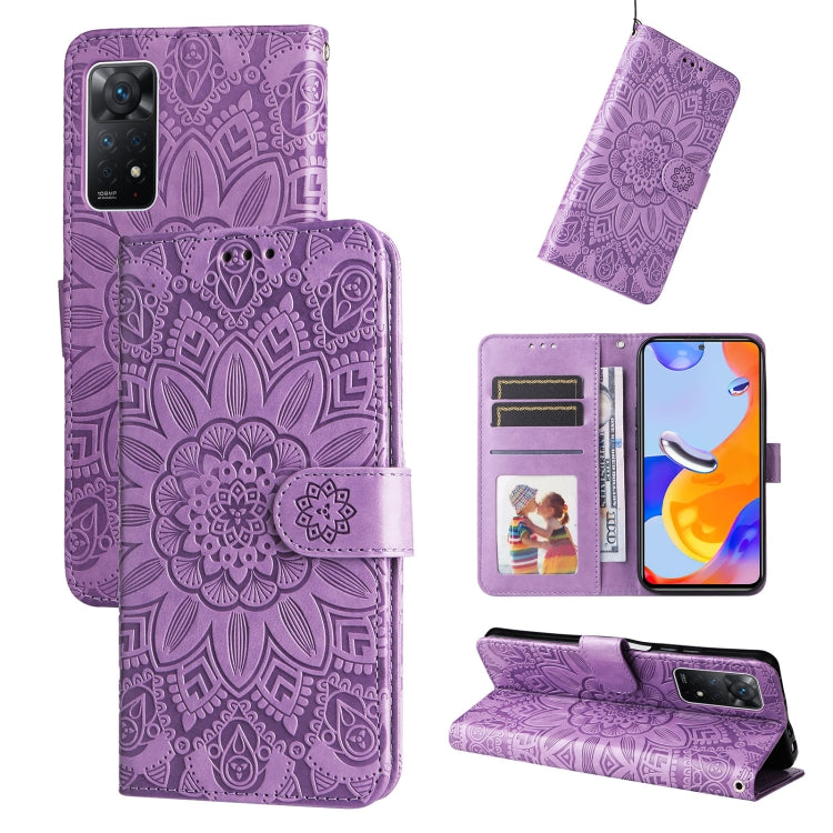 For Xiaomi Redmi Note 11 Pro 4G Foreign Version / 5G Embossed Sunflower Leather Phone Case