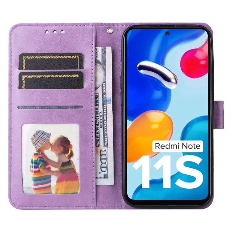 For Xiaomi Redmi Note 11S / Note 11 4G Foreign Version Embossed Sunflower Leather Phone Case