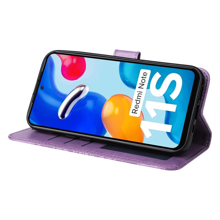 For Xiaomi Redmi Note 11S / Note 11 4G Foreign Version Embossed Sunflower Leather Phone Case