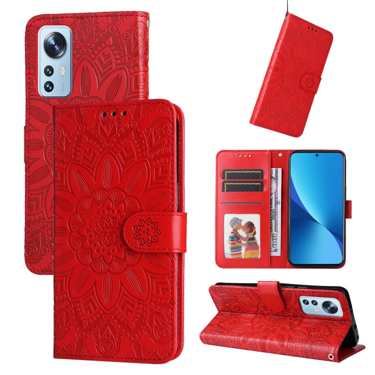 For Xiaomi 12 Lite Embossed Sunflower Leather Phone Case