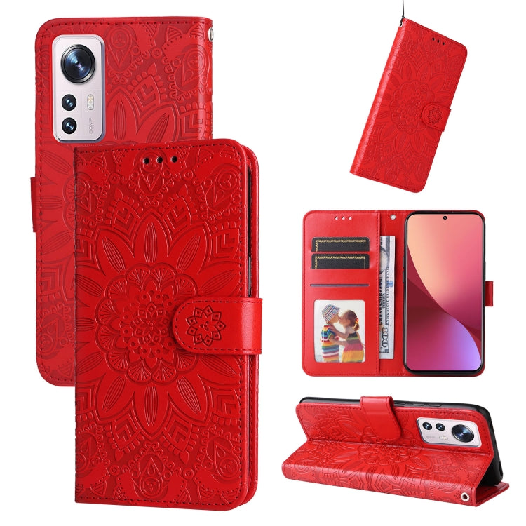 For Xiaomi 12 / 12X Embossed Sunflower Leather Phone Case