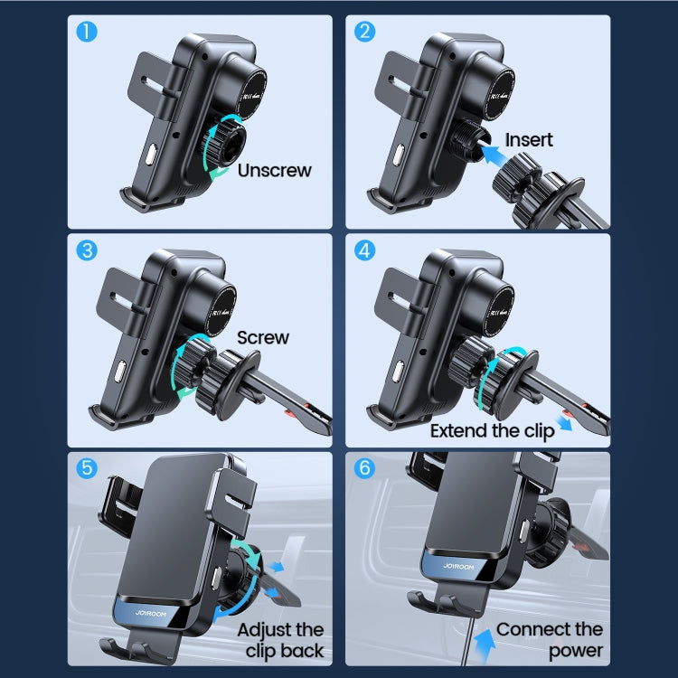 JOYROOM JR-ZS219 15W Three-Axis Electric Wireless Charging Air Outlet Car Holder(Black)