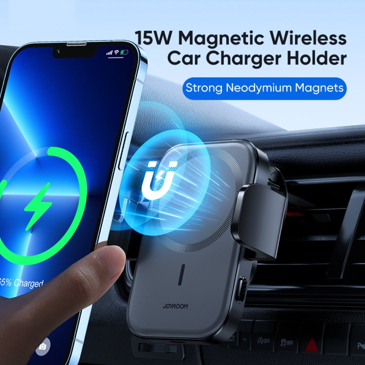 JOYROOM JR-ZS295 15W Mechanical Magnetic Wireless Charger Air Vent Car Holder(Black)