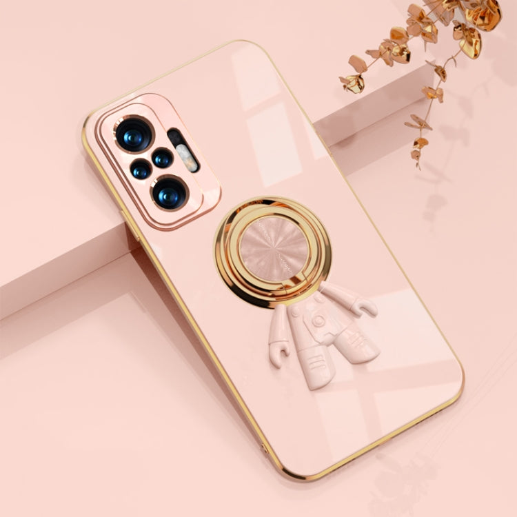 For Xiaomi Redmi Note 10 4G 6D Plating Astronaut Ring Kickstand Phone Case