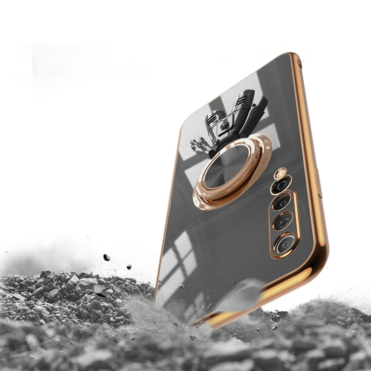 For Xiaomi Mi 10 Lite 5G 6D Plating Astronaut Ring Kickstand Phone Case