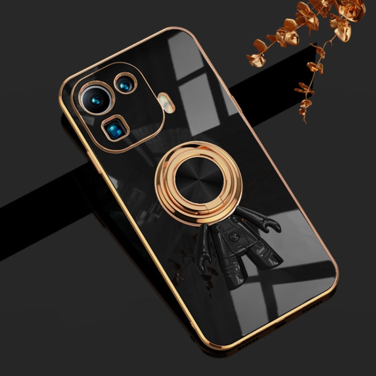 For Xiaomi Mi 11 Pro 6D Plating Astronaut Ring Kickstand Phone Case