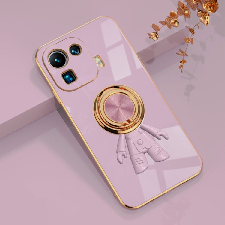 For Xiaomi Mi 11 Pro 6D Plating Astronaut Ring Kickstand Phone Case