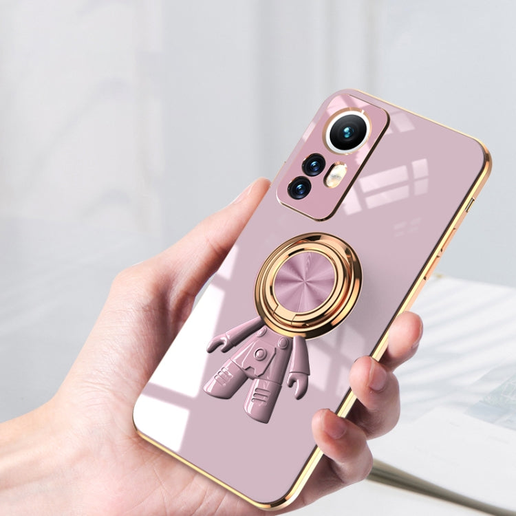 For Xiaomi 12 6D Plating Astronaut Ring Kickstand Phone Case