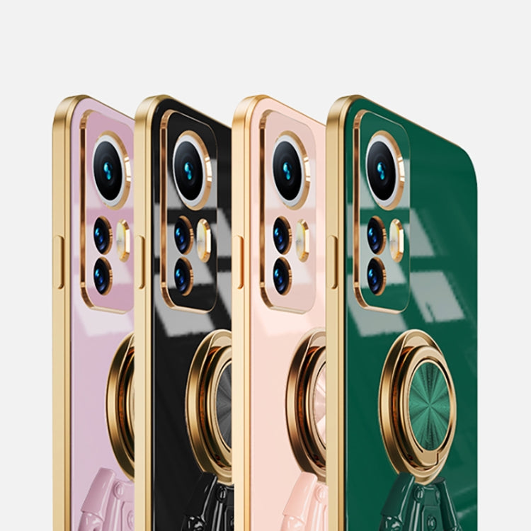 For Xiaomi 12 Pro 6D Plating Astronaut Ring Kickstand Phone Case