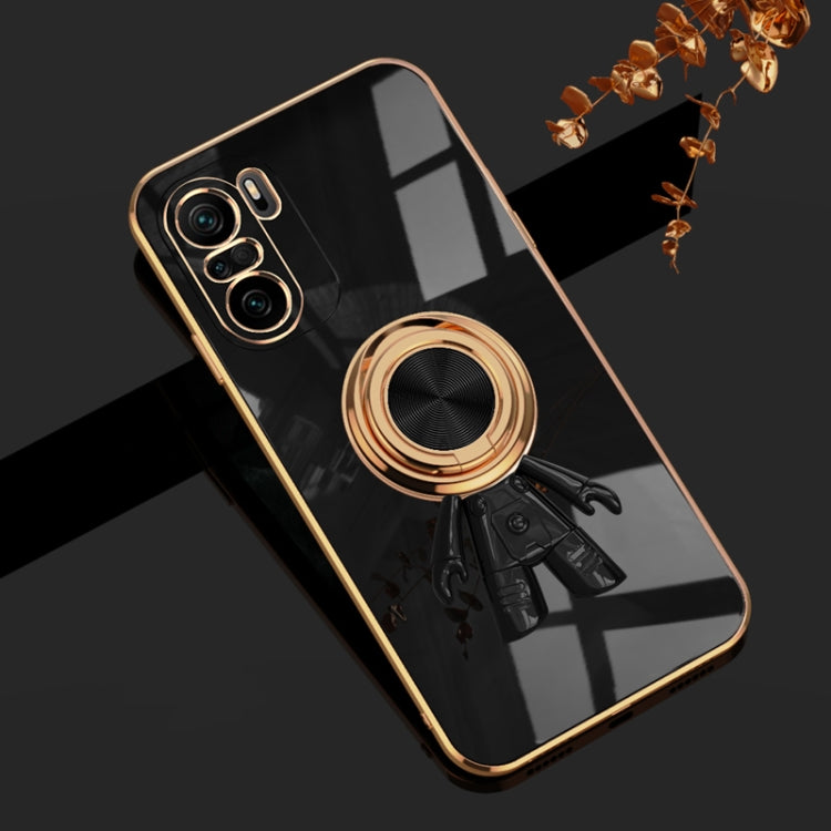 For Xiaomi Redmi K40 6D Plating Astronaut Ring Kickstand Phone Case