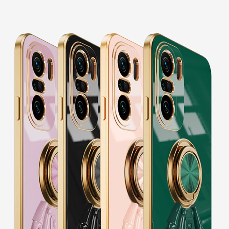 For Xiaomi Redmi K40 6D Plating Astronaut Ring Kickstand Phone Case