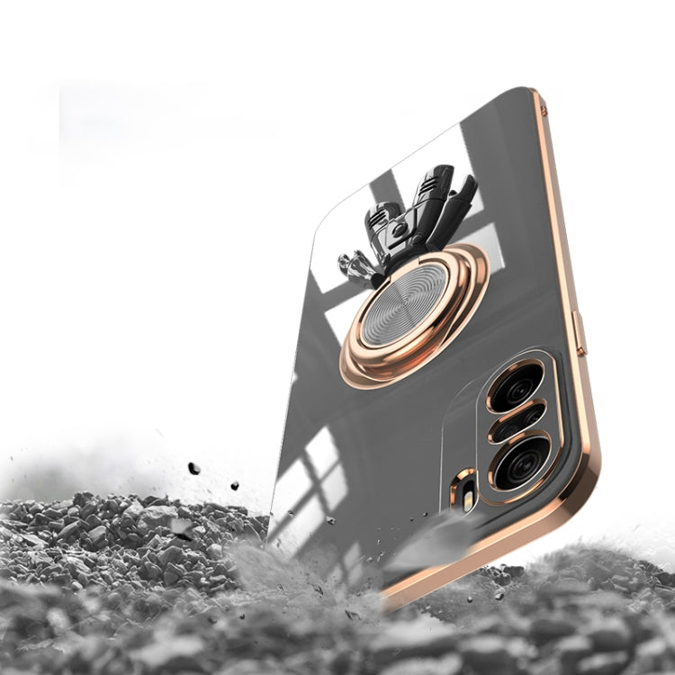For Xiaomi Redmi K40 6D Plating Astronaut Ring Kickstand Phone Case