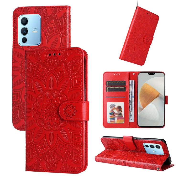 For vivo S12 Pro / V23 Pro Embossed Sunflower Leather Phone Case