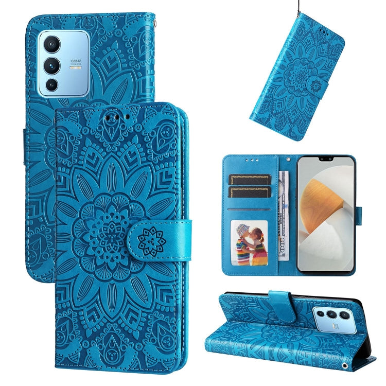 For vivo S12 Pro / V23 Pro Embossed Sunflower Leather Phone Case
