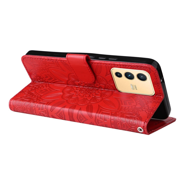 For vivo S12 / V23 5G Embossed Sunflower Leather Phone Case