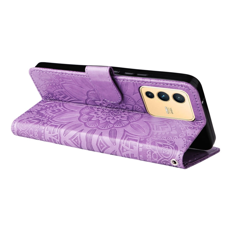 For vivo S12 / V23 5G Embossed Sunflower Leather Phone Case