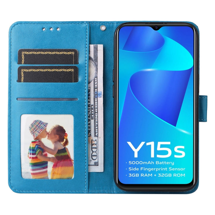 For vivo Y15s 2021 / Y15a / Y10 4G Embossed Sunflower Leather Phone Case