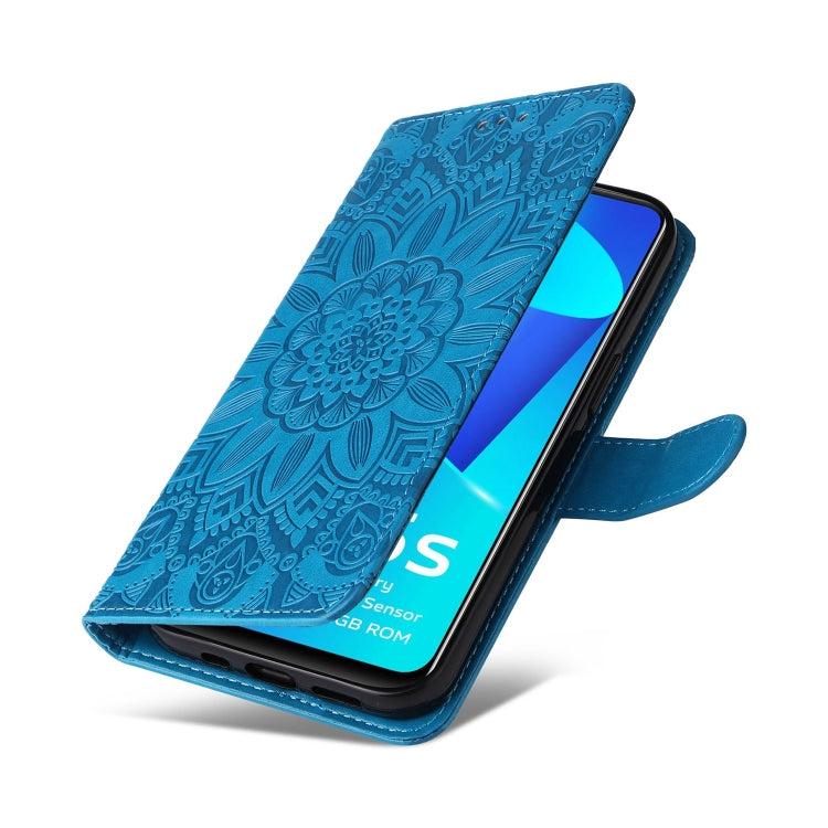 For vivo Y15s 2021 / Y15a / Y10 4G Embossed Sunflower Leather Phone Case