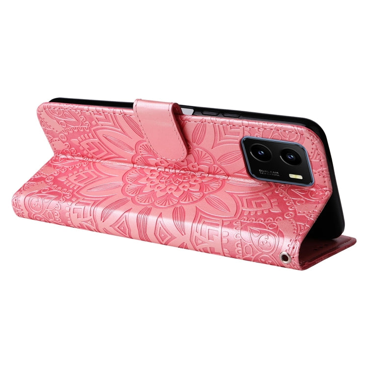 For vivo Y15s 2021 / Y15a / Y10 4G Embossed Sunflower Leather Phone Case