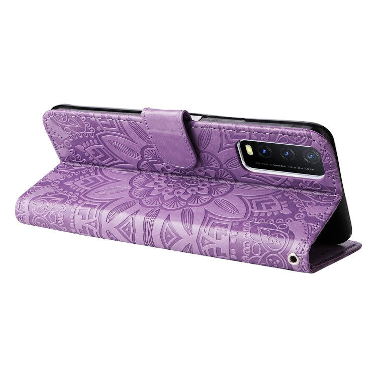 For vivo Y20 Embossed Sunflower Leather Phone Case