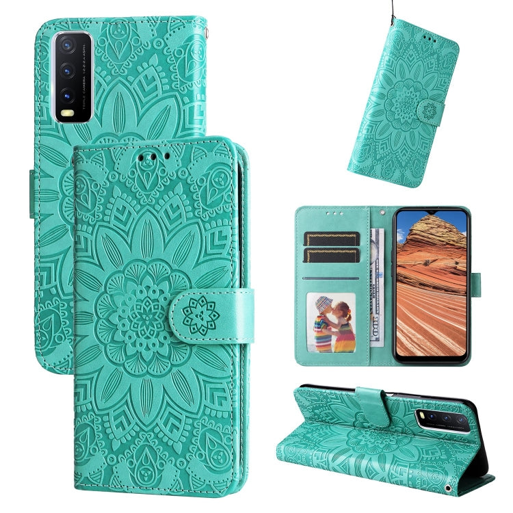 For vivo Y20 Embossed Sunflower Leather Phone Case