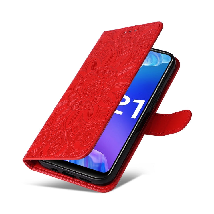 For vivo Y21 2021 / Y21s / Y33s Embossed Sunflower Leather Phone Case