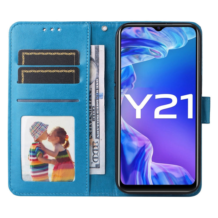 For vivo Y21 2021 / Y21s / Y33s Embossed Sunflower Leather Phone Case
