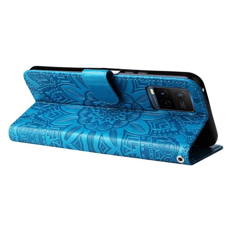 For vivo Y21 2021 / Y21s / Y33s Embossed Sunflower Leather Phone Case