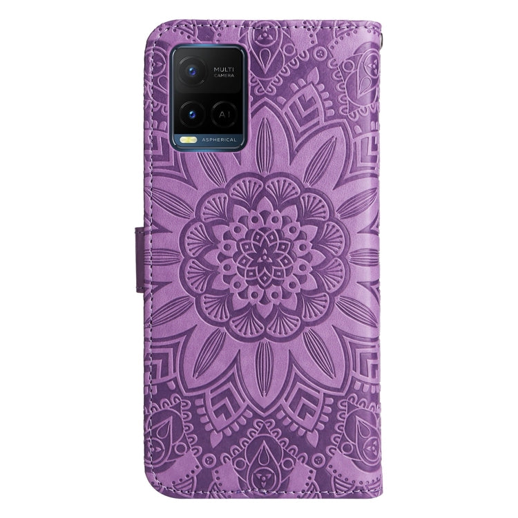 For vivo Y21 2021 / Y21s / Y33s Embossed Sunflower Leather Phone Case