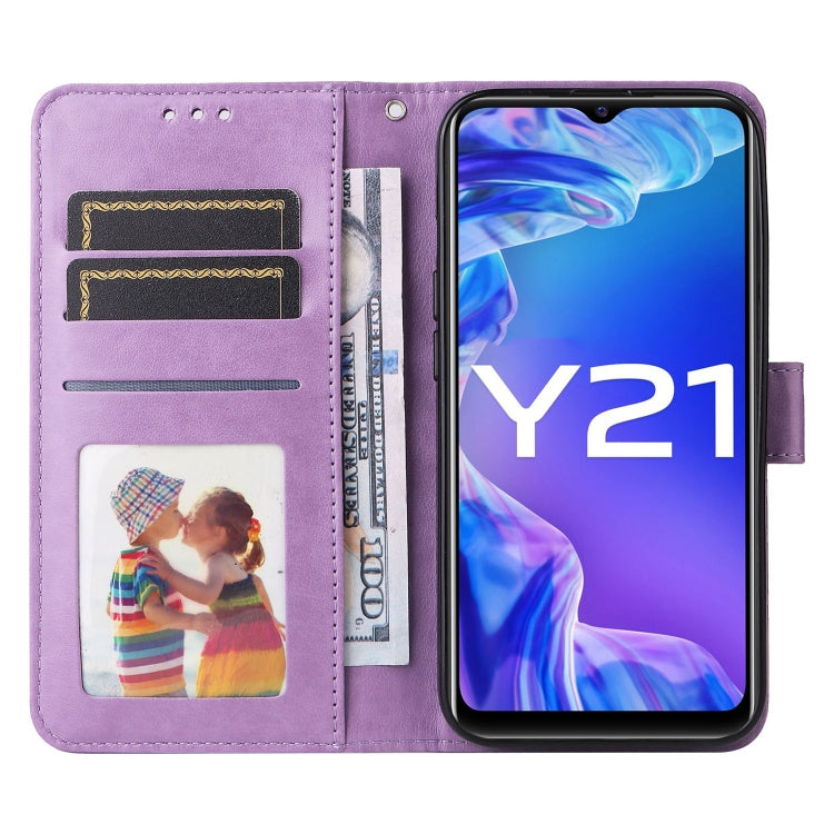 For vivo Y21 2021 / Y21s / Y33s Embossed Sunflower Leather Phone Case