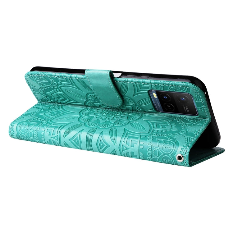 For vivo Y21 2021 / Y21s / Y33s Embossed Sunflower Leather Phone Case