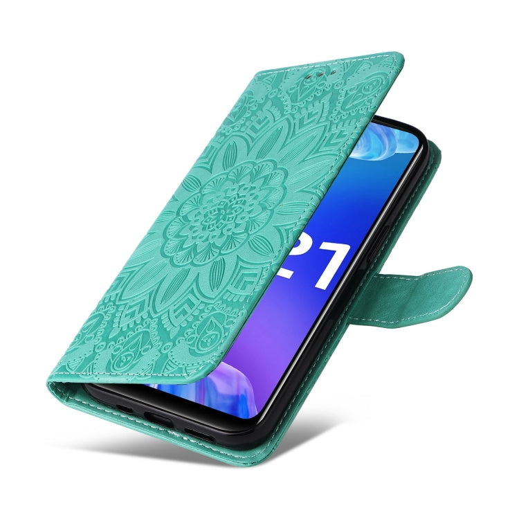 For vivo Y21 2021 / Y21s / Y33s Embossed Sunflower Leather Phone Case