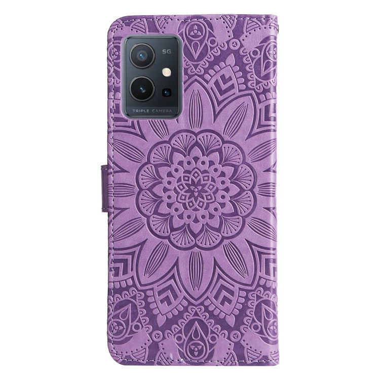 For vivo Y55 5G / Y75 5G / T1 5G Embossed Sunflower Leather Phone Case