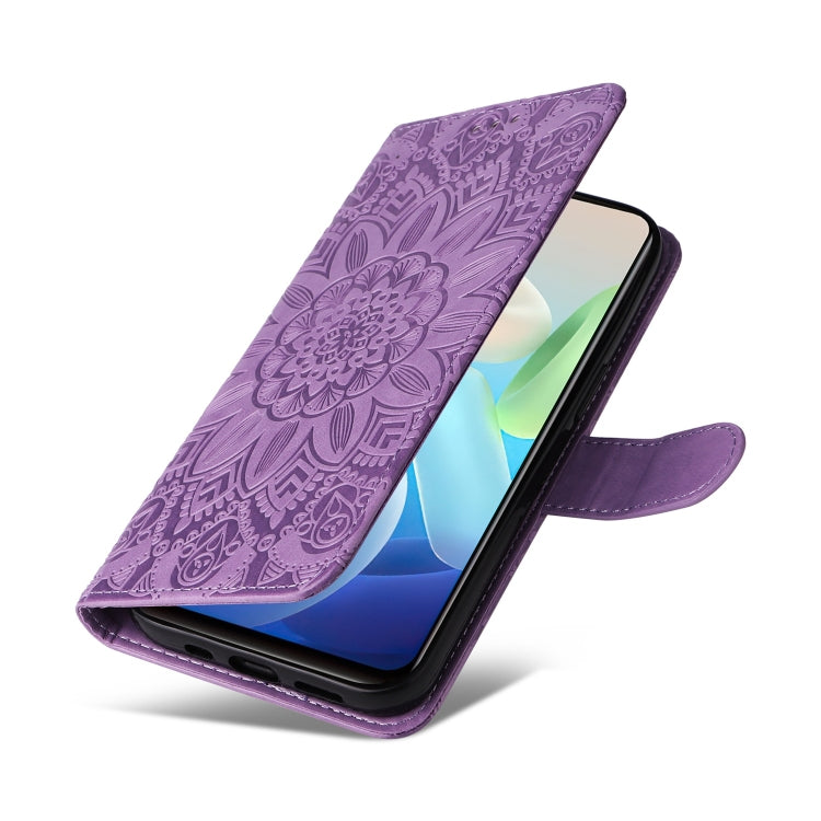 For vivo Y55 5G / Y75 5G / T1 5G Embossed Sunflower Leather Phone Case