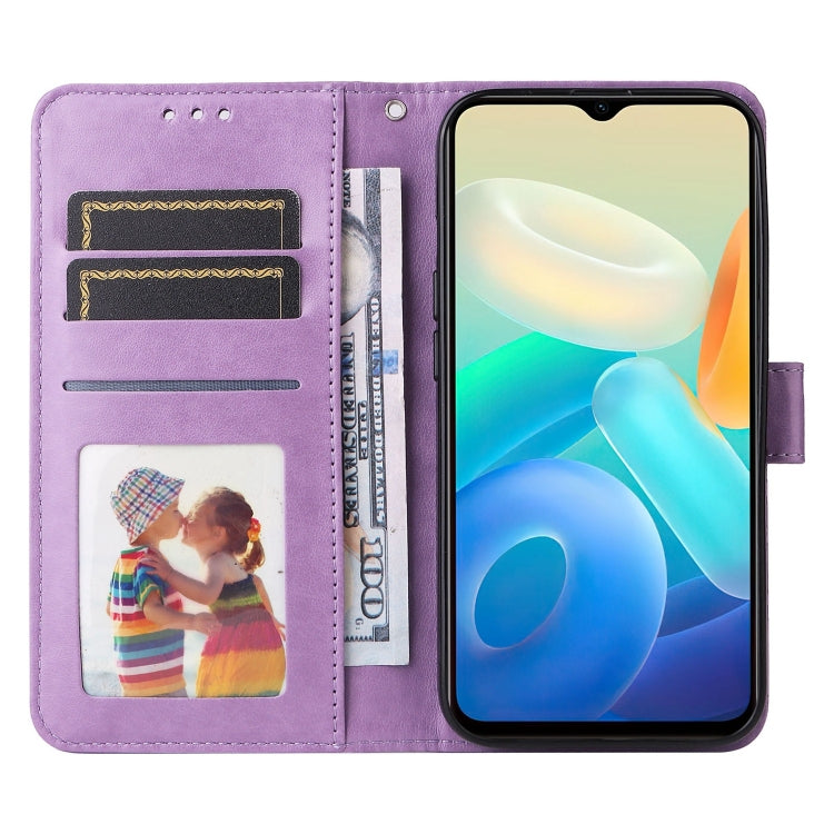 For vivo Y76s / Y76 5G Embossed Sunflower Leather Phone Case