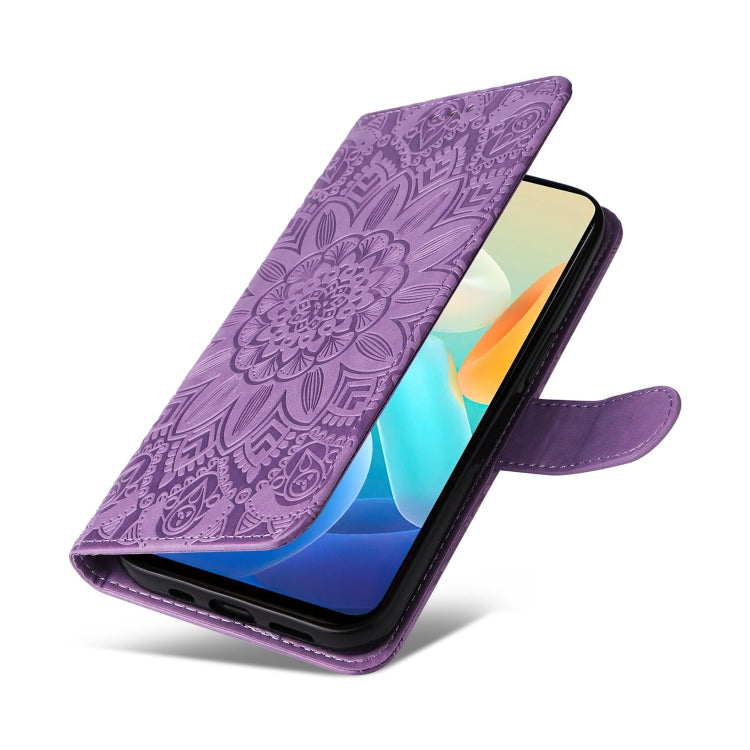 For vivo Y76s / Y76 5G Embossed Sunflower Leather Phone Case