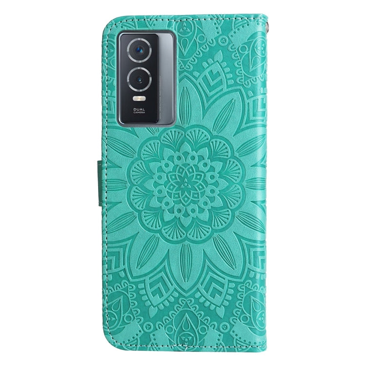 For vivo Y76s / Y76 5G Embossed Sunflower Leather Phone Case