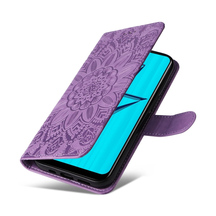 For OPPO A7 / A5s Embossed Sunflower Leather Phone Case