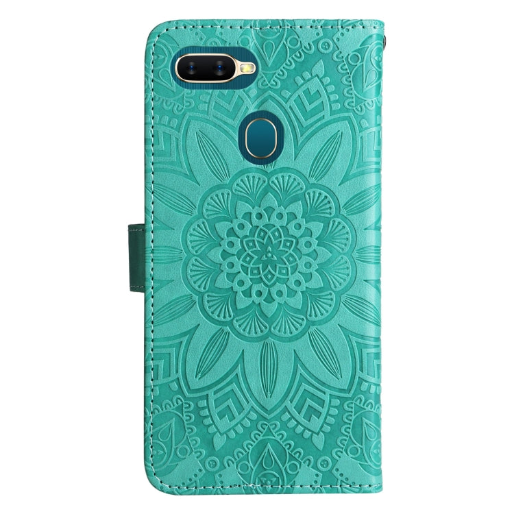 For OPPO A7 / A5s Embossed Sunflower Leather Phone Case